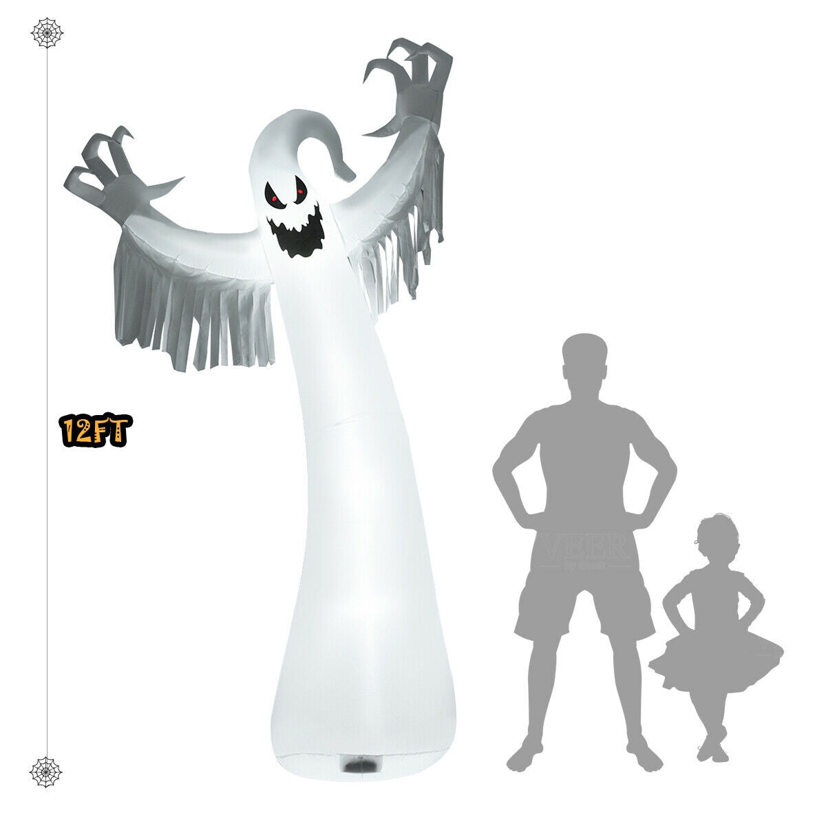 Feet Halloween Inflatable Spooky Ghost with Blower and LED Lights