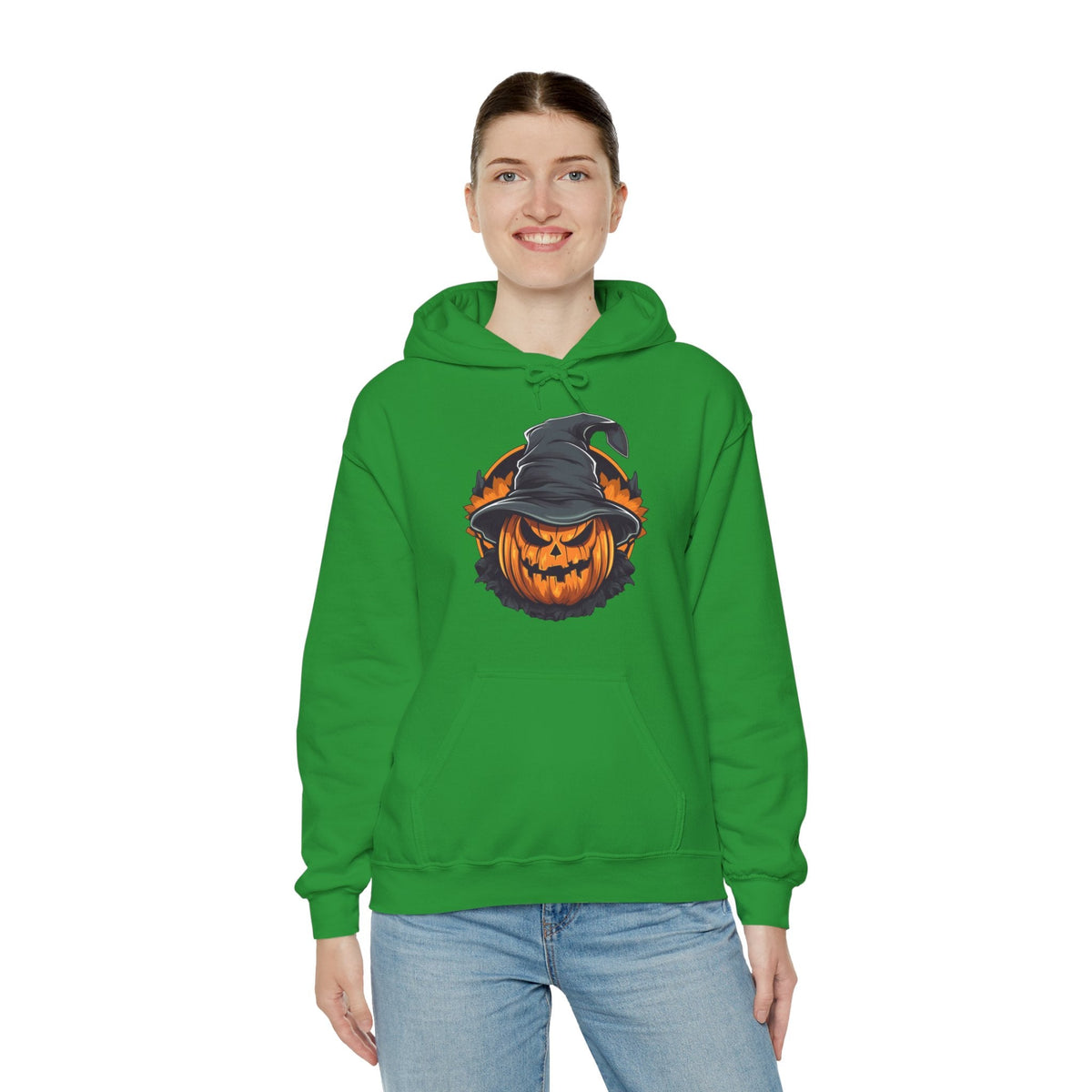 Scary Witch Pumpkin Halloween Hooded Sweatshirt