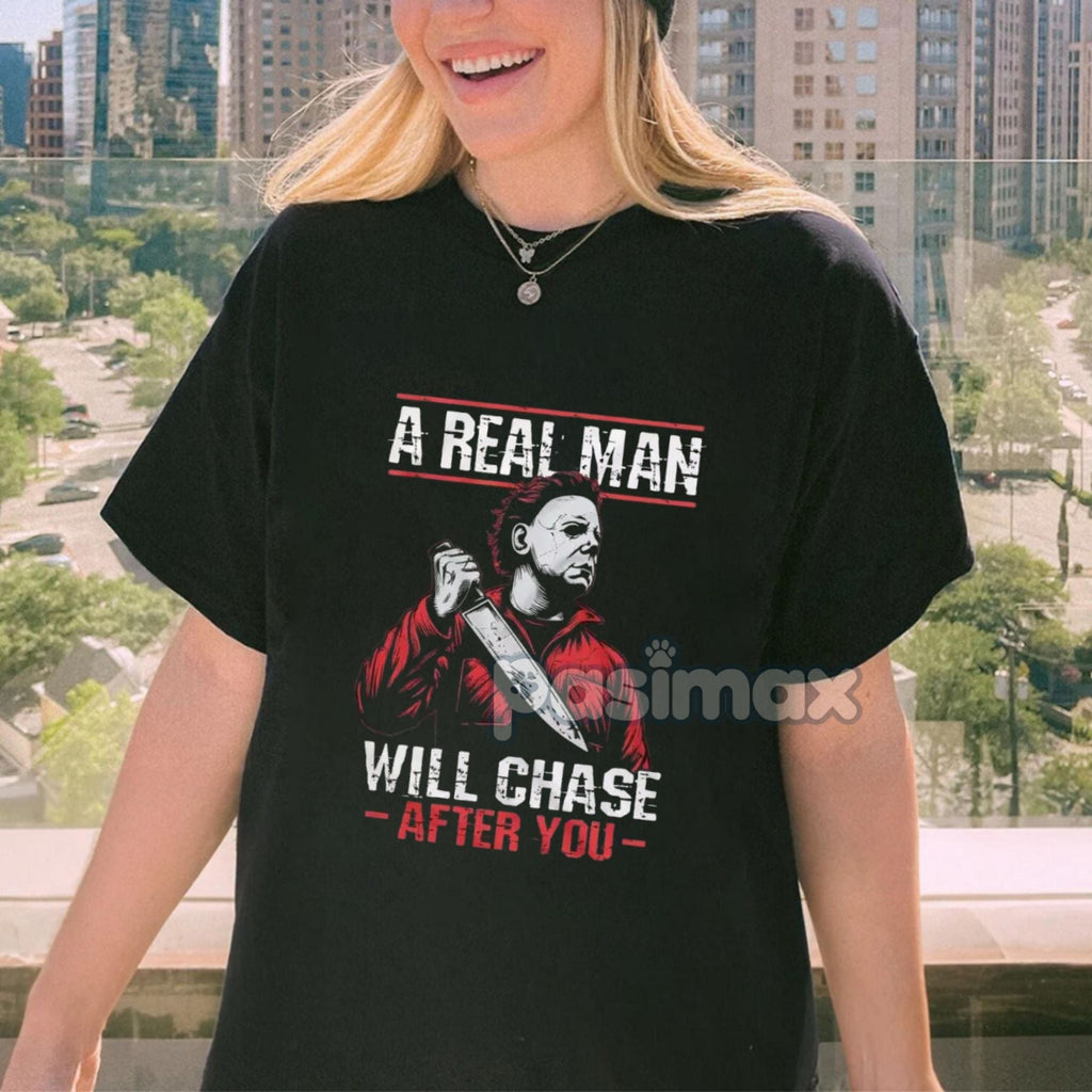 Scary Halloween Horror Movie T-Shirt - Serial Killer Graphic Tee For Him, Men's Apparel