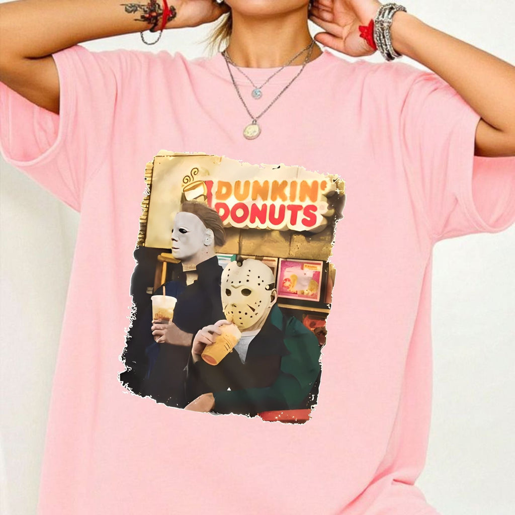 Vintage Horror Cartoon Halloween T-Shirt - Stylish Women's Spooky Top, Retro Gift Idea
