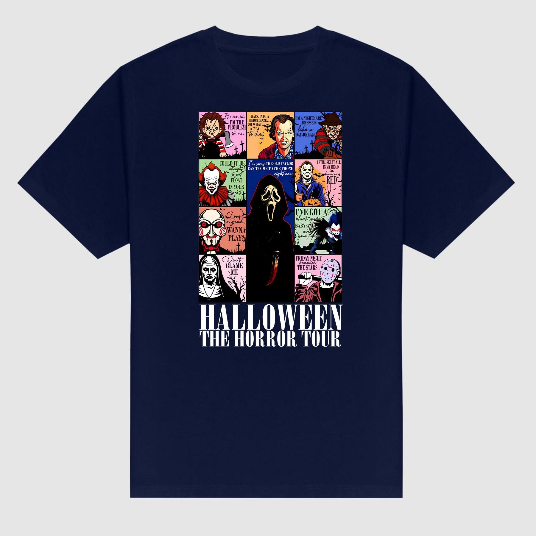 "The Horror Tour" T-Shirt - Creepy Halloween Graphic Tee, Vintage Style Horror Movie Fan Gift