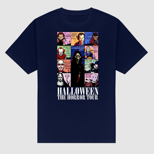 "The Horror Tour" T-Shirt - Creepy Halloween Graphic Tee, Vintage Style Horror Movie Fan Gift