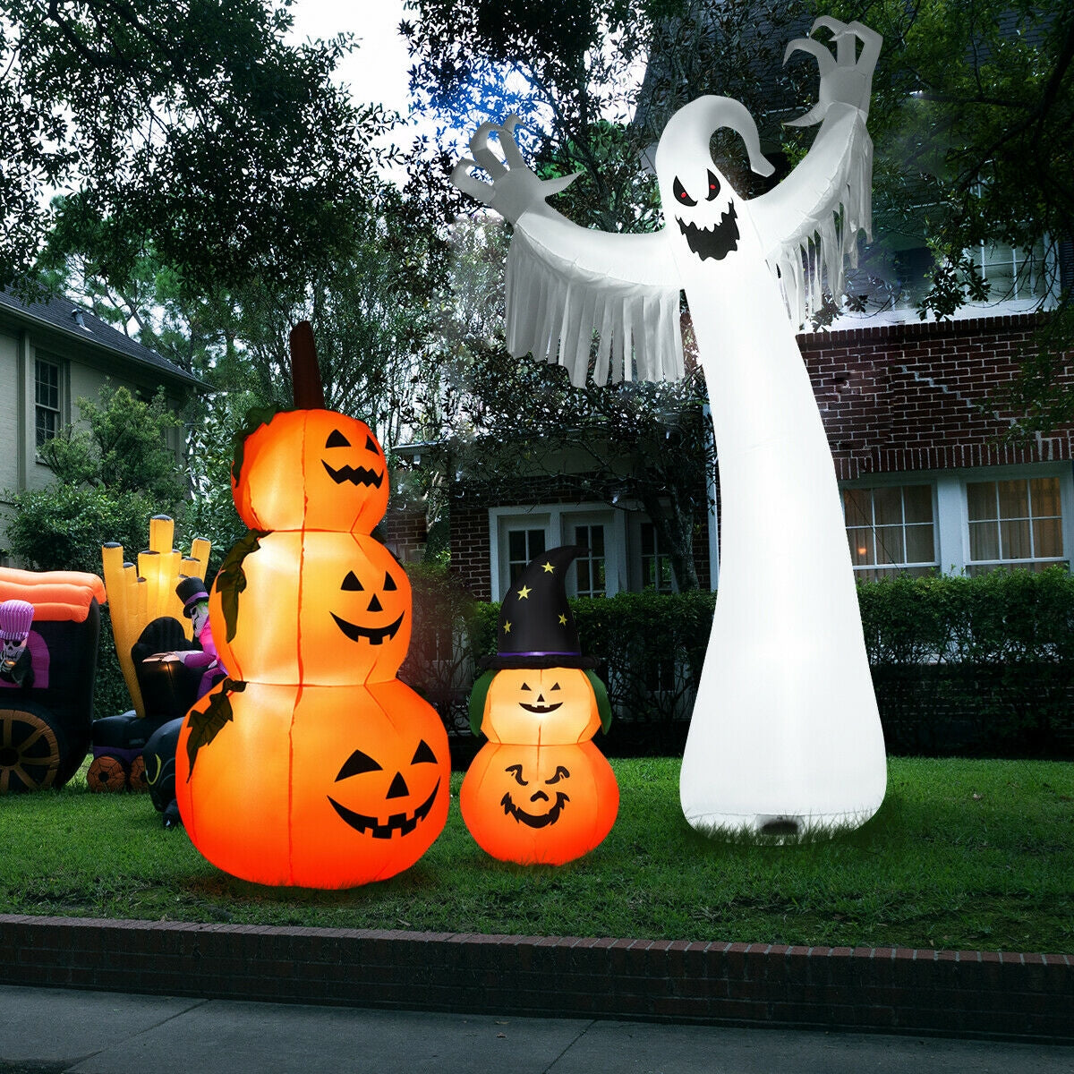 Feet Halloween Inflatable Spooky Ghost with Blower and LED Lights