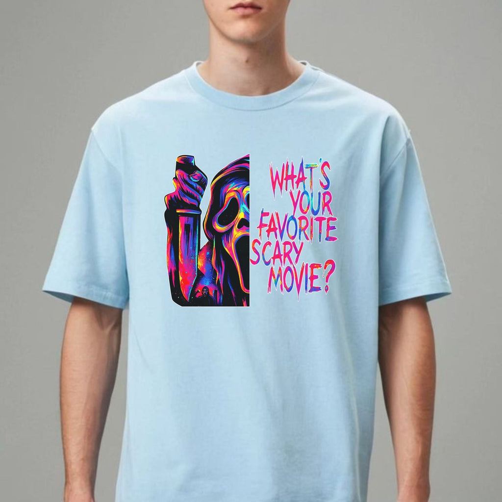 Ghostface T-Shirt - 'What’s Your Favorite Scary Movie?’ Halloween Horror Tee, Scream Movie Fan Apparel