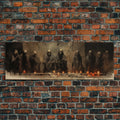 The Skeleton Cult Panoramic Canvas Print – Spooky Halloween Decor by NuevArt