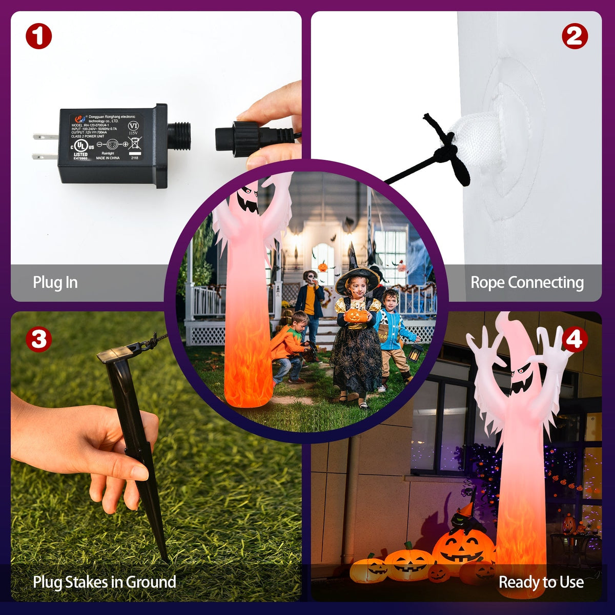 Feet Halloween Inflatable Decoration with Built-in LED Lights