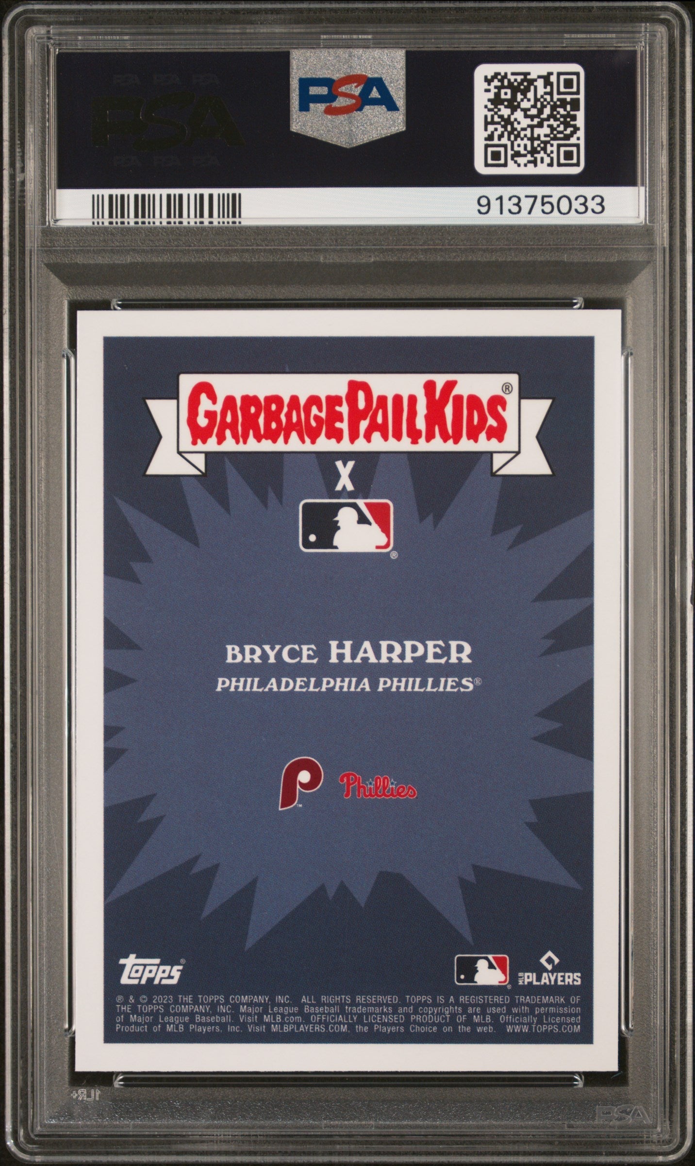 Graded 2023 Topps Garbage Pail Kids Bryce Harper #1B Hammerin Harper Baseball Card PSA 10 Gem Mint