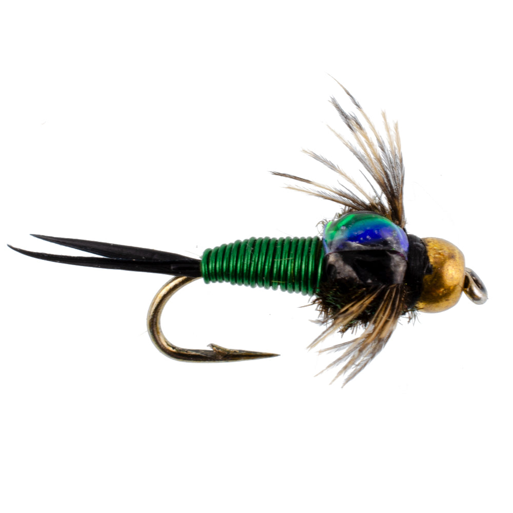 3 Pack Bead Head Green Copper John Nymph Flies – Hook Size 18