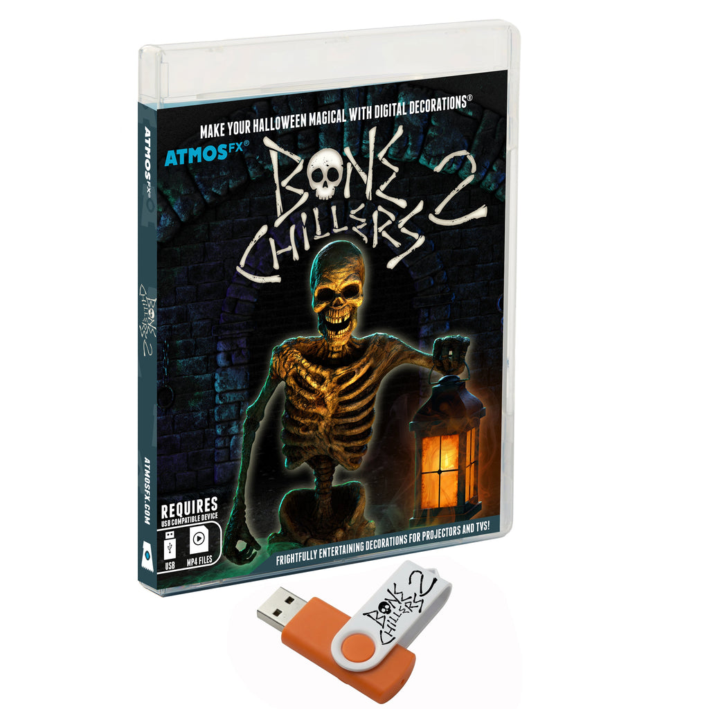 AtmosFX Halloween Digital Decoration USB - Bone Chillers 2 + 48" x 72" Projection Screen