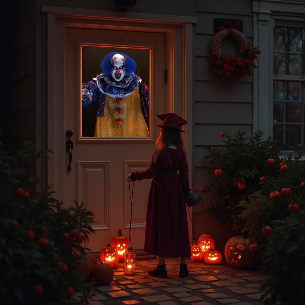 HoliScapes® USB Projector Kit - Creepy Clowns + Projector + 48" x 72" Projection Screen