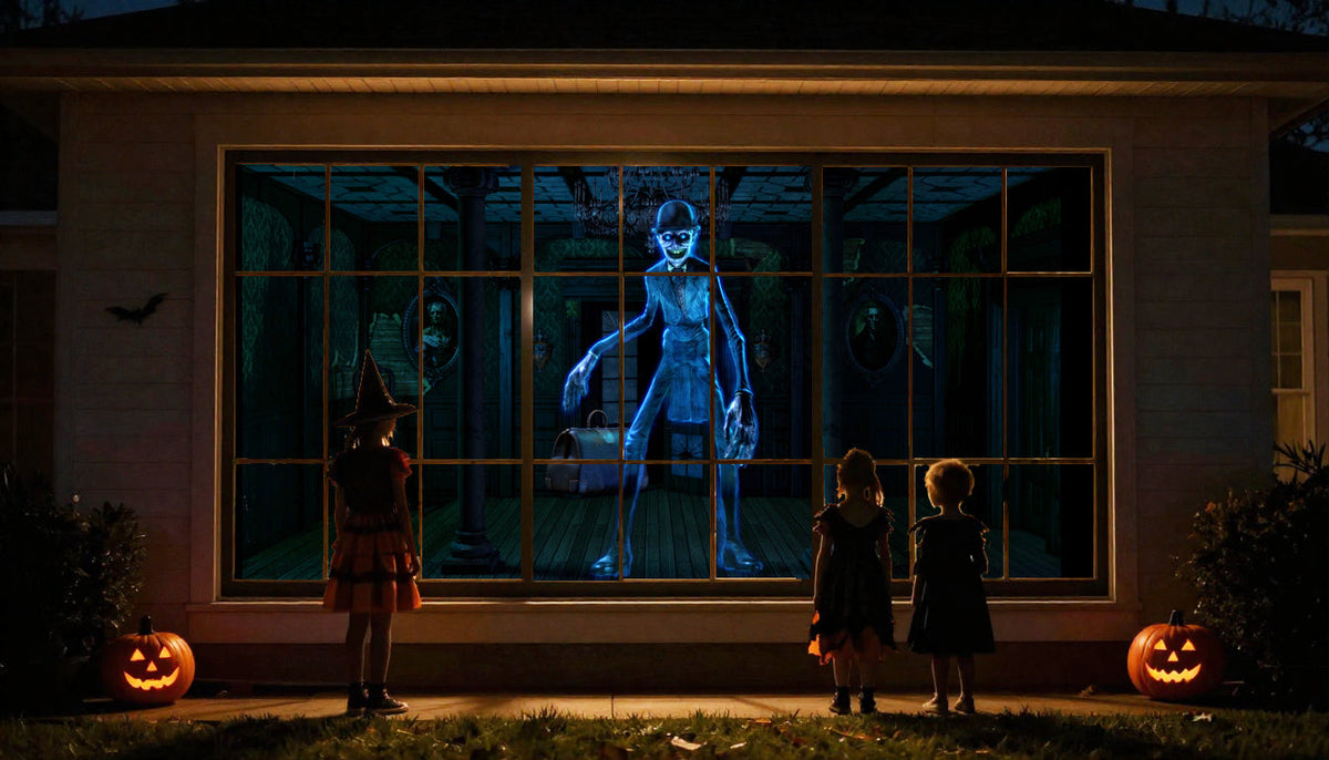 AtmosFX Halloween Digital Decoration USB - Ghostly Apparitions 2 + 5.5 ft x 9 ft Projection Screen