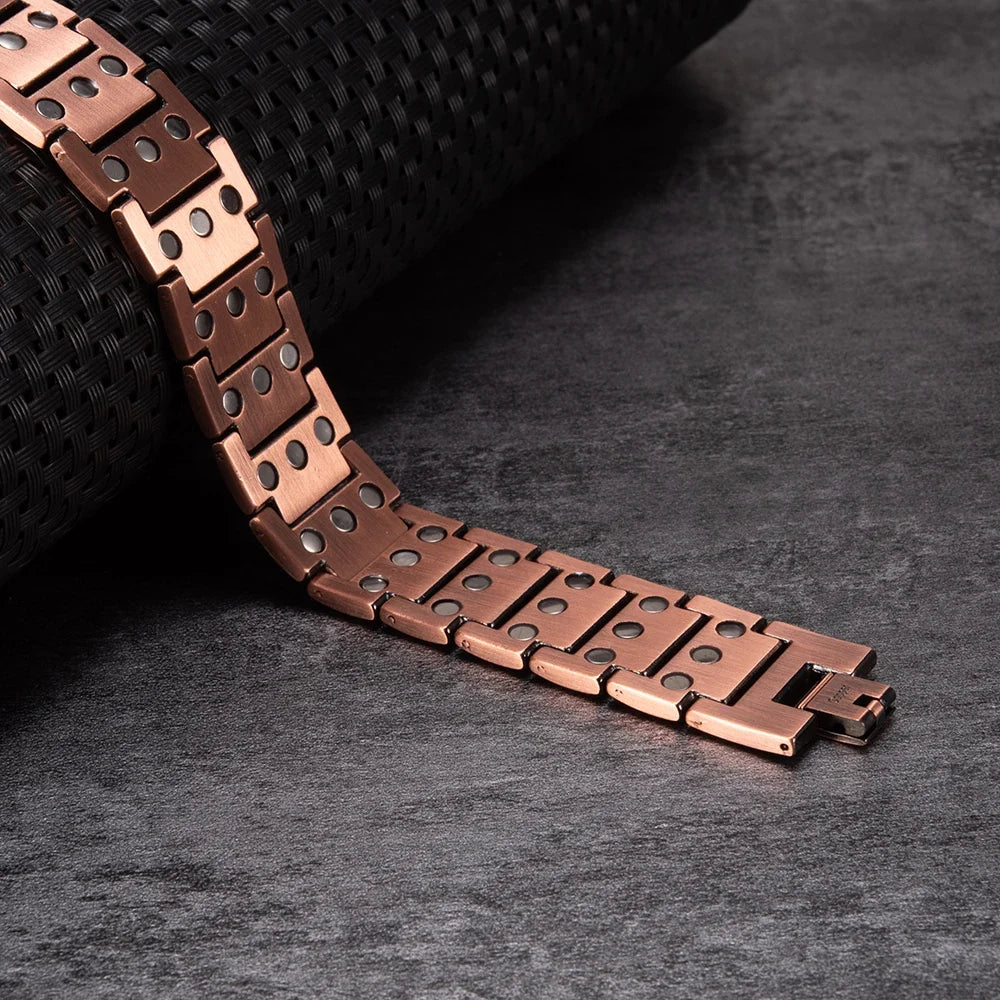 Wristband Magnetic Pure Copper Bracelets Male 21mm Wide Chain High Magnet Arthritis Pain Relief Health Energy Jewelry for Men