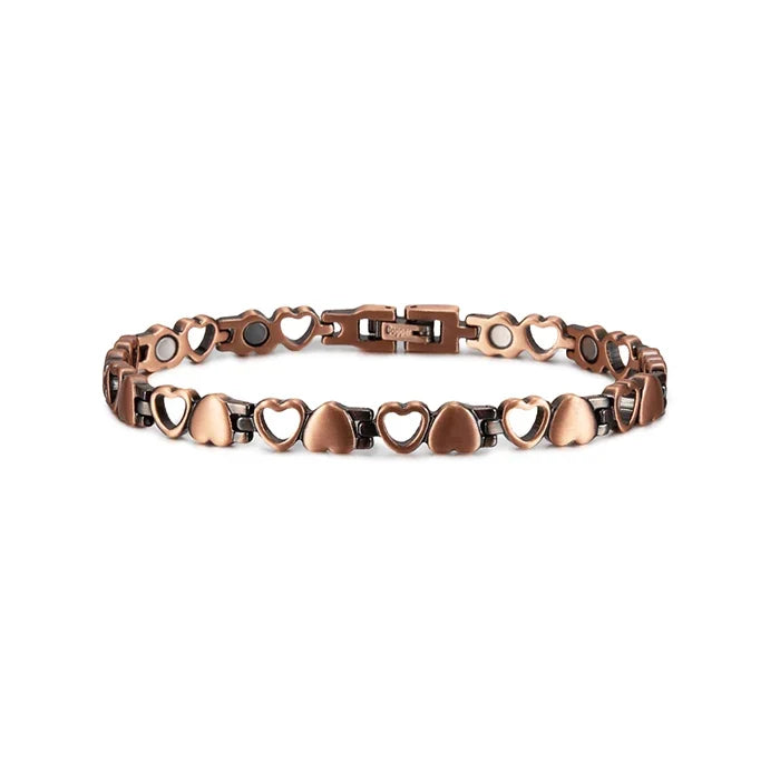 Magnetic Bracelet for Women Heart Pure Copper Energy Bracelet Healing Chain Link Vintage Magnetic Copper Bracelets Therapy Arthr