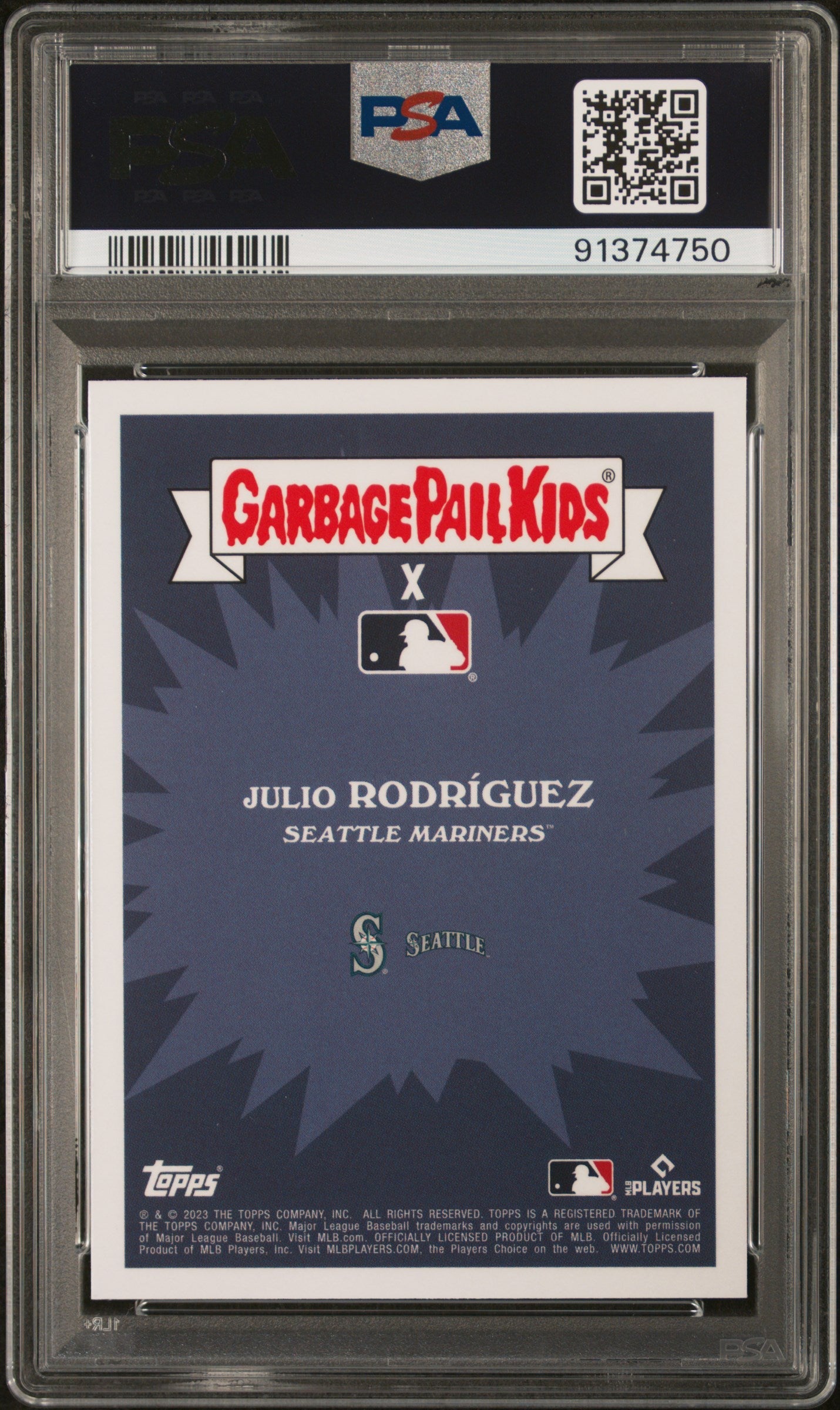 Graded 2023 Topps Garbage Pail Kids Julio Rodriguez #3B Reel Em In Rodriguez Baseball Card PSA 10 Gem Mint