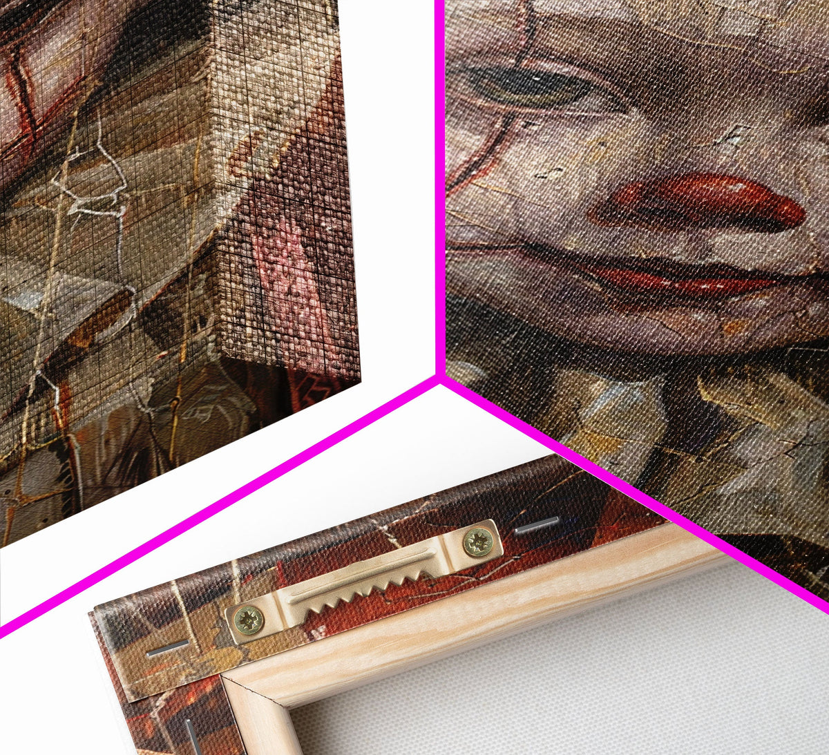 Haunting Clown Art Print – Cracked Face Horror Wall Decor by NuevArt