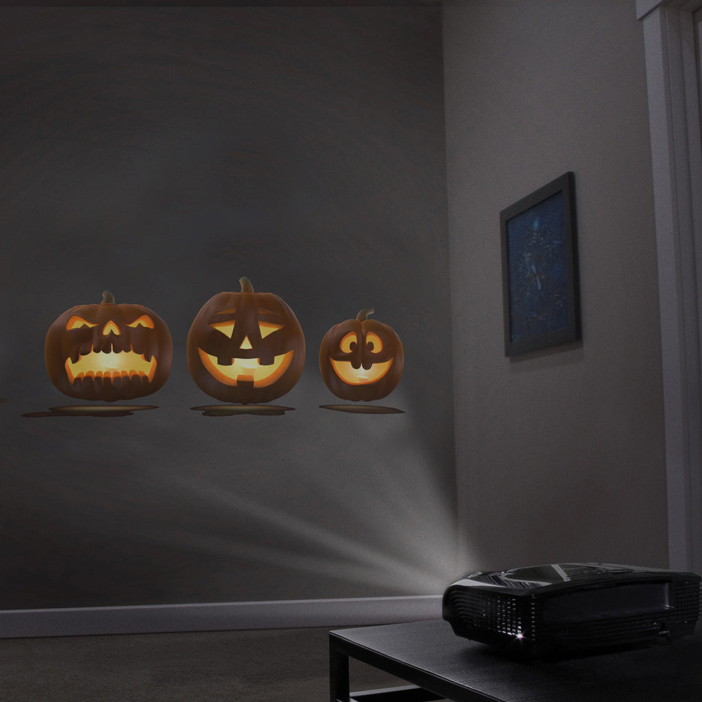 AtmosFX Halloween Digital Decoration USB - Jack-O-Lantern Jamboree 2 + 48" x 72" Projection Screen
