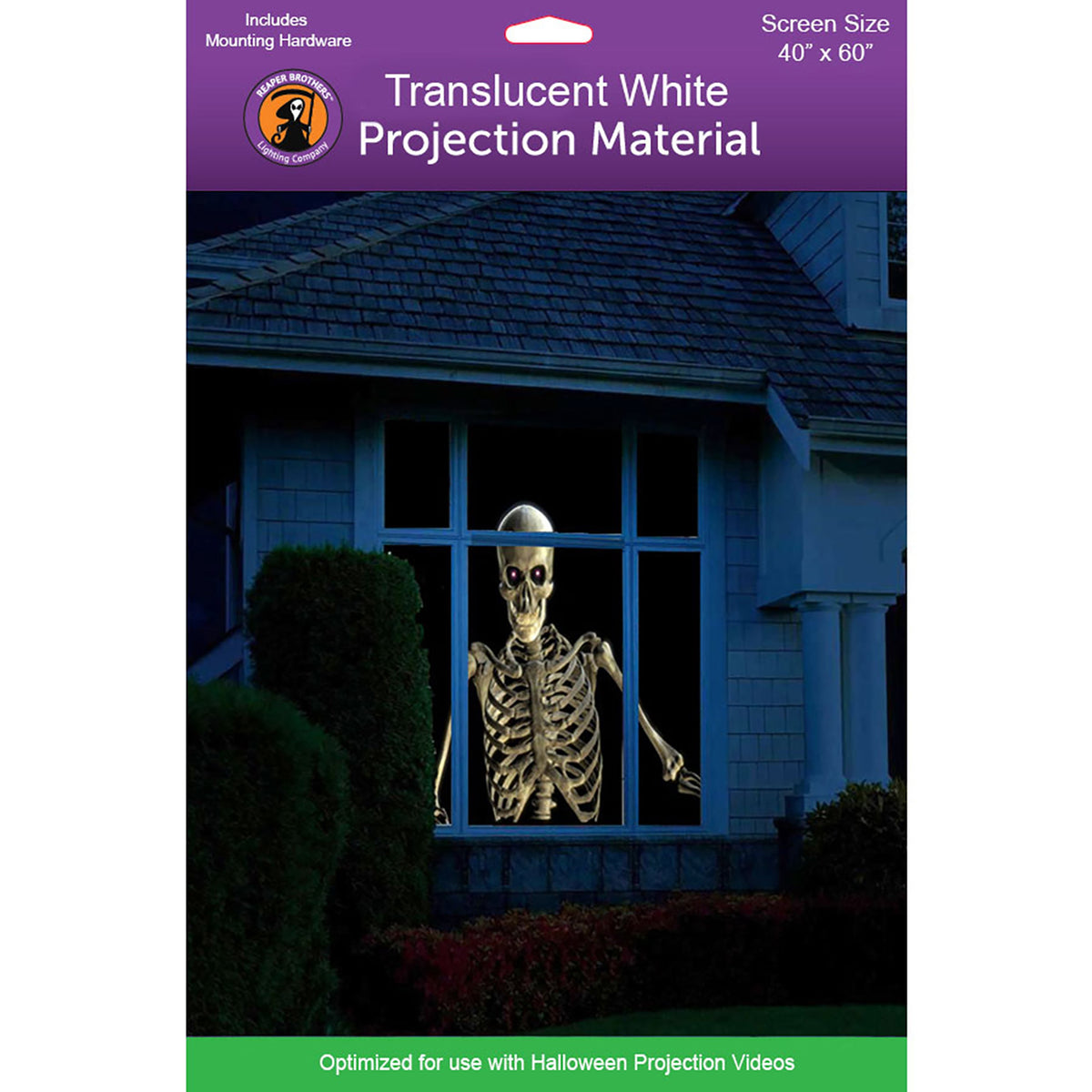 (40" x 60") White Holographic Rear Projection Screen with Mounting Hardware for Projecting Halloween Videos