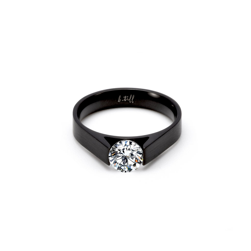 RG096B B.Tiff Tension Black .75 ct Round Solitaire Engagement Ring