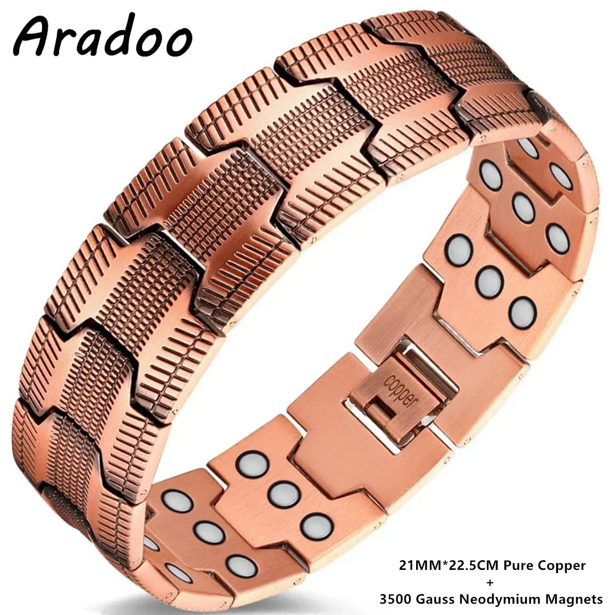 ARADOO 99.9% Pure Copper Bracelet – Double-Row Magnetic Jewelry Gift