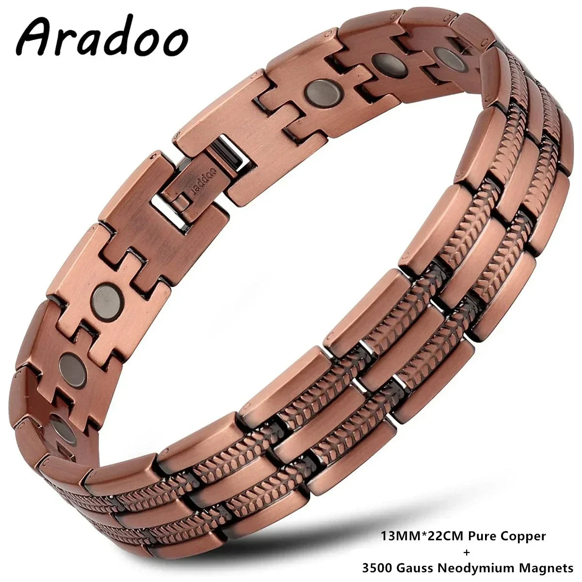 ARADOO 99.9% Pure Copper Bracelet – Double-Row Magnetic Jewelry Gift