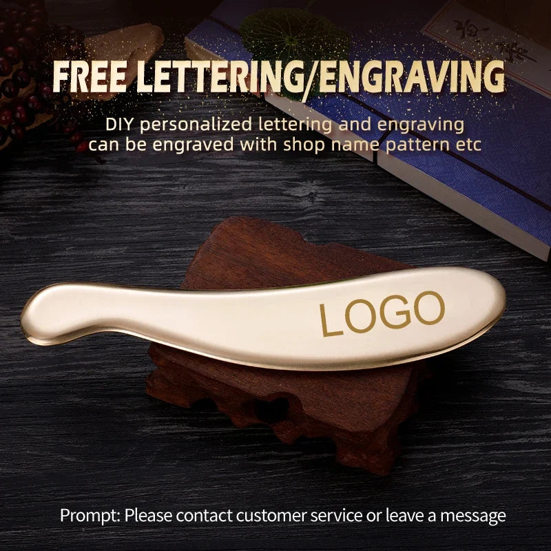 Brass Hufu bian guasha board whole body massage tool back neck meridians dedicated pure copper metal scraping massager