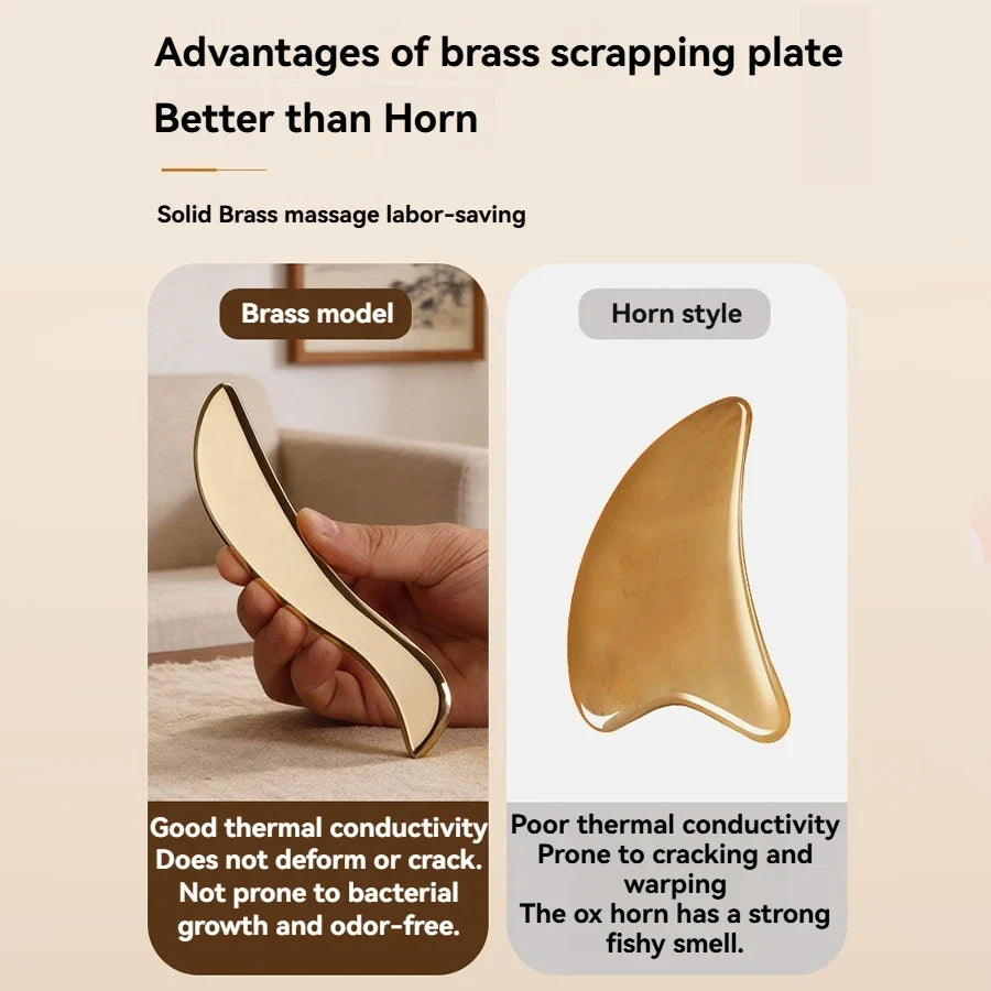 Pure Copper Scraping Board, Made of Solid Brass, Conducts Heat Quickly, Antibacterial, and Odorless