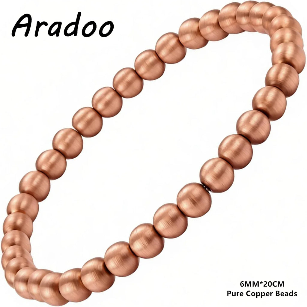 ARADOO Pure Copper Beaded Bracelet for Women Men Jewelry Gifts