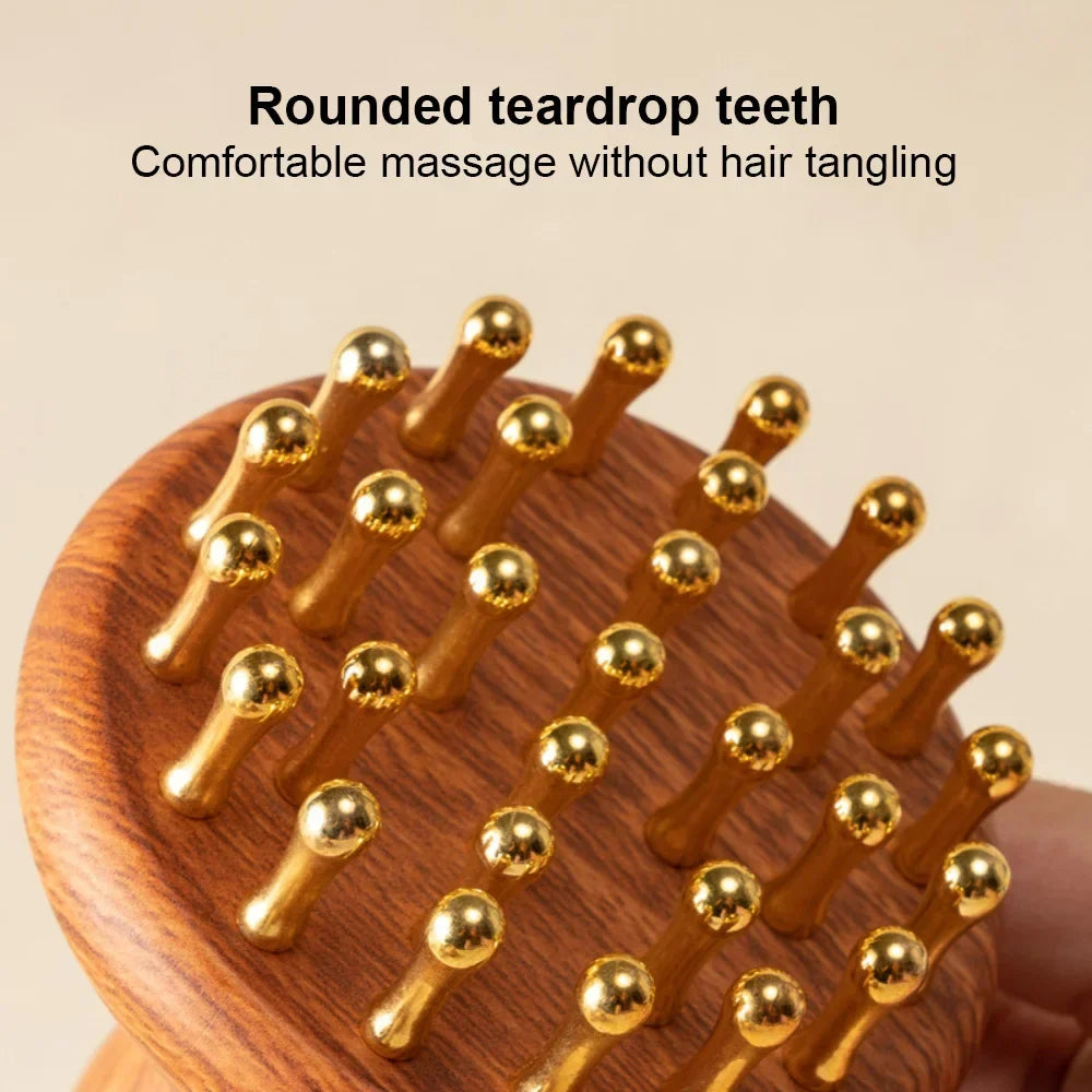 Anti Cellulite Meridian Brush Copper Head Massage Comb for Body and Scalp Point Massager Acupressure Lymphatic Dredging Gua Sha
