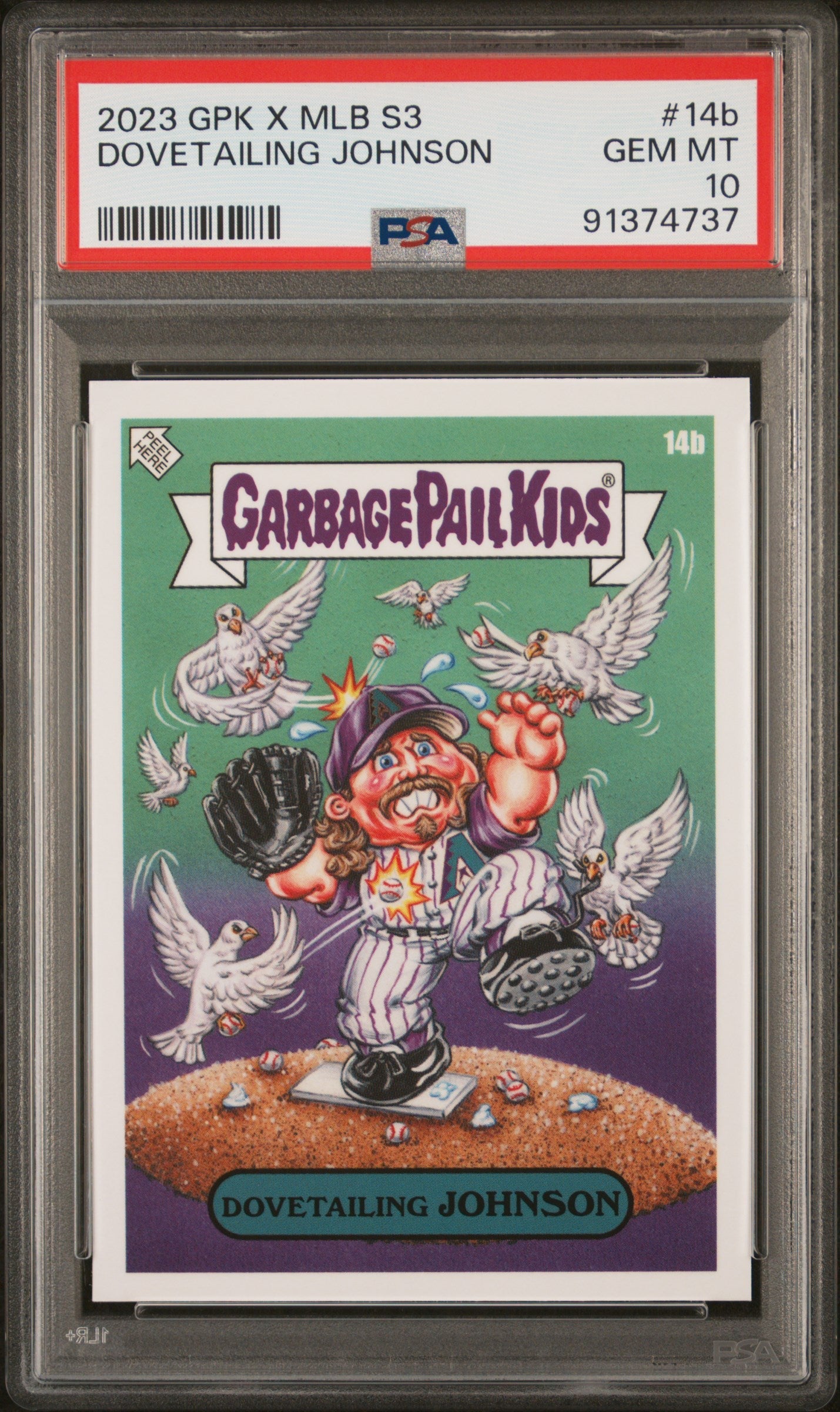 Graded 2023 Topps Garbage Pail Kids Randy Johnson #14B Dovetailing Johnson Baseball Card PSA 10 Gem Mint
