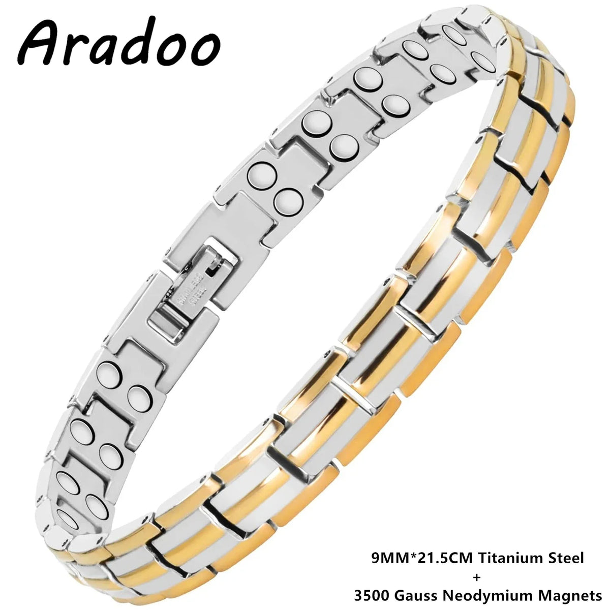 ARADOO Preumium Pure Copper bracelet made of titanium steel and neodymium magnets. Stylish and durable design.