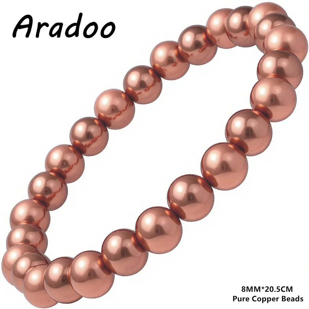 ARADOO Pure Copper Beaded Bracelet for Women Men Jewelry Gifts