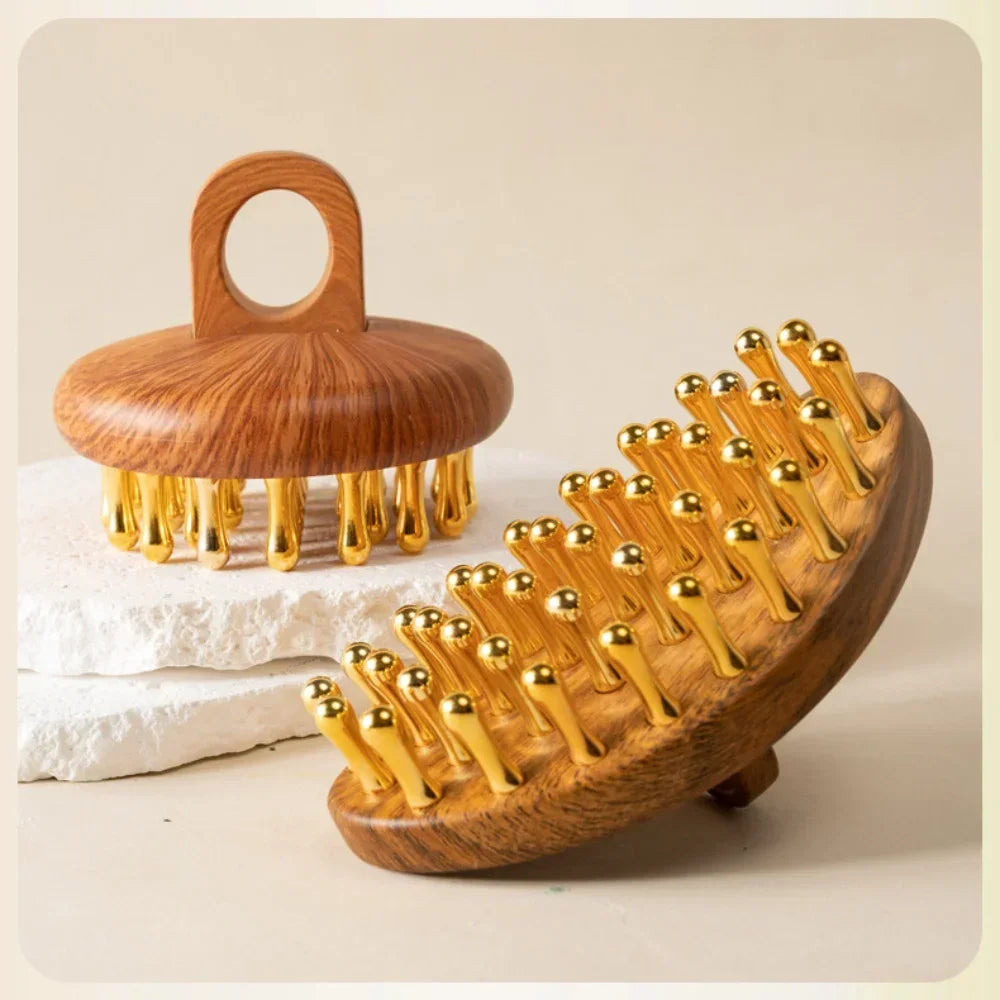 Anti Cellulite Meridian Brush Copper Head Massage Comb for Body and Scalp Point Massager Acupressure Lymphatic dredging Gua Sha
