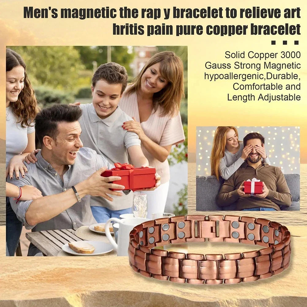 Men's Purple Copper Magnetic Therapy Bracelet for Exercise, Running, Joint Pain Relief, Jewelry