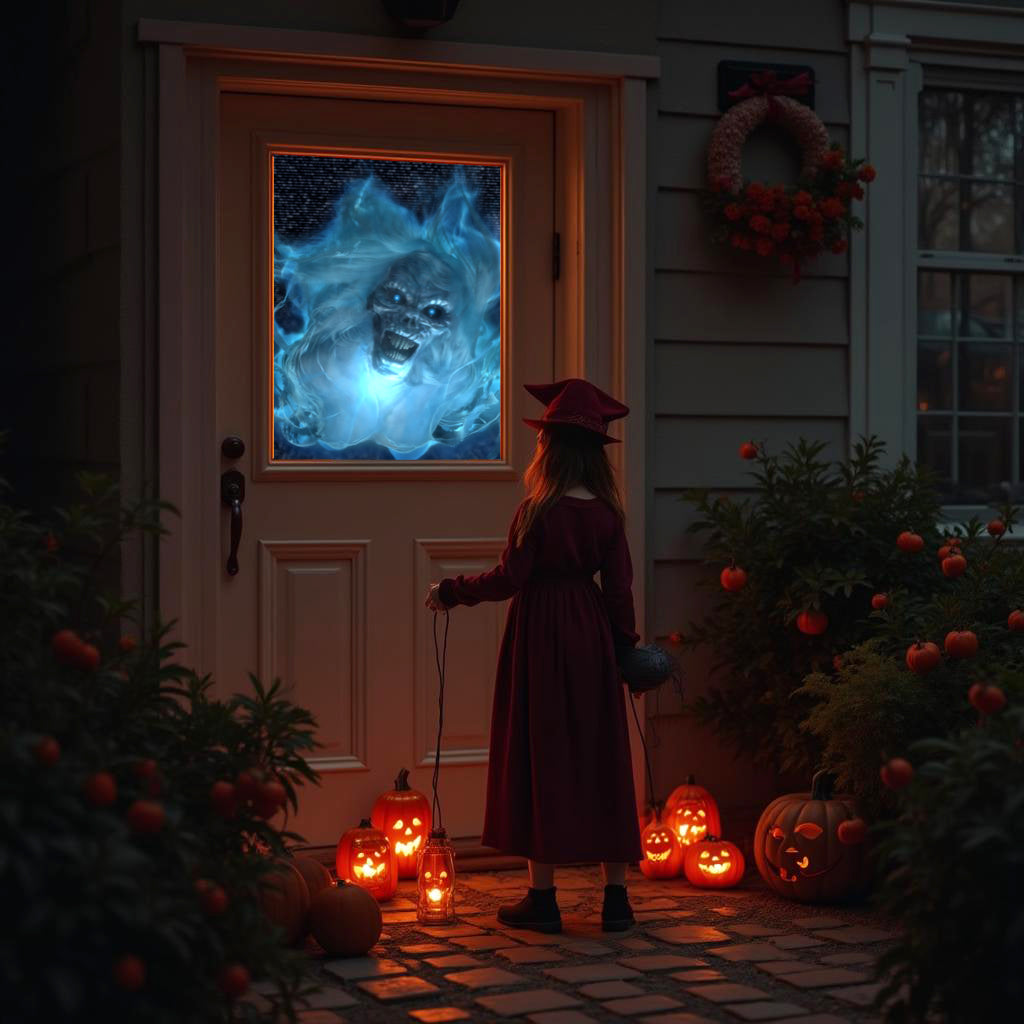 HoliScapes® USB Projector Kit - Spooky Halloween Hollusion Vol. 2 + Projector + 5.5 ft x 9 ft Projection Screen
