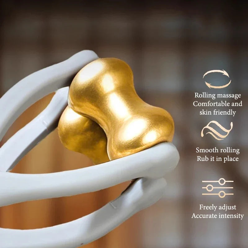Finger Massage Dual-Row Roller Brass Roller Design Easy Use Relieve Finger Fatigue Promote Blood Portable Finger Massage Tool"