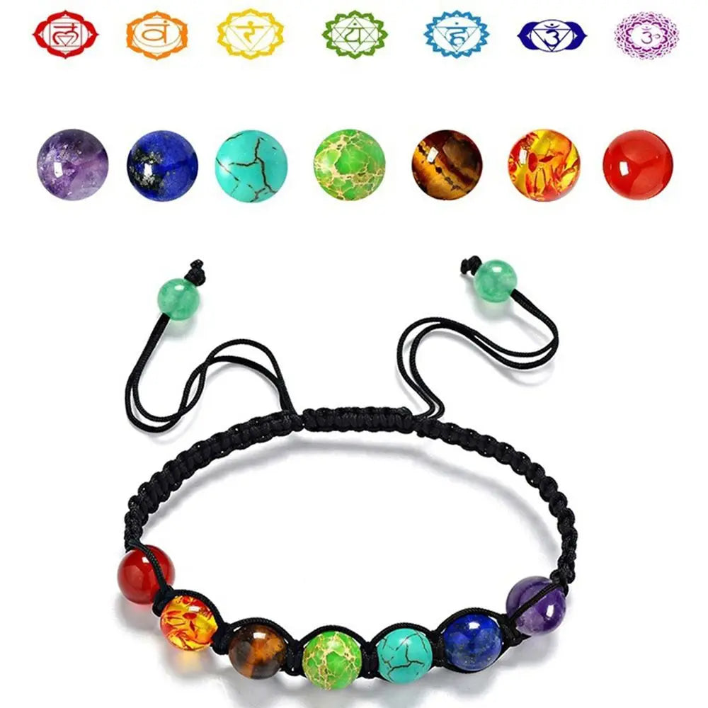 Stretchable Jewelry 8mm Bead Amethyst Tiger Eye Healing Balance 7 Chakra Bracelet Natural Stone Bangle Natural Stone Wristbands