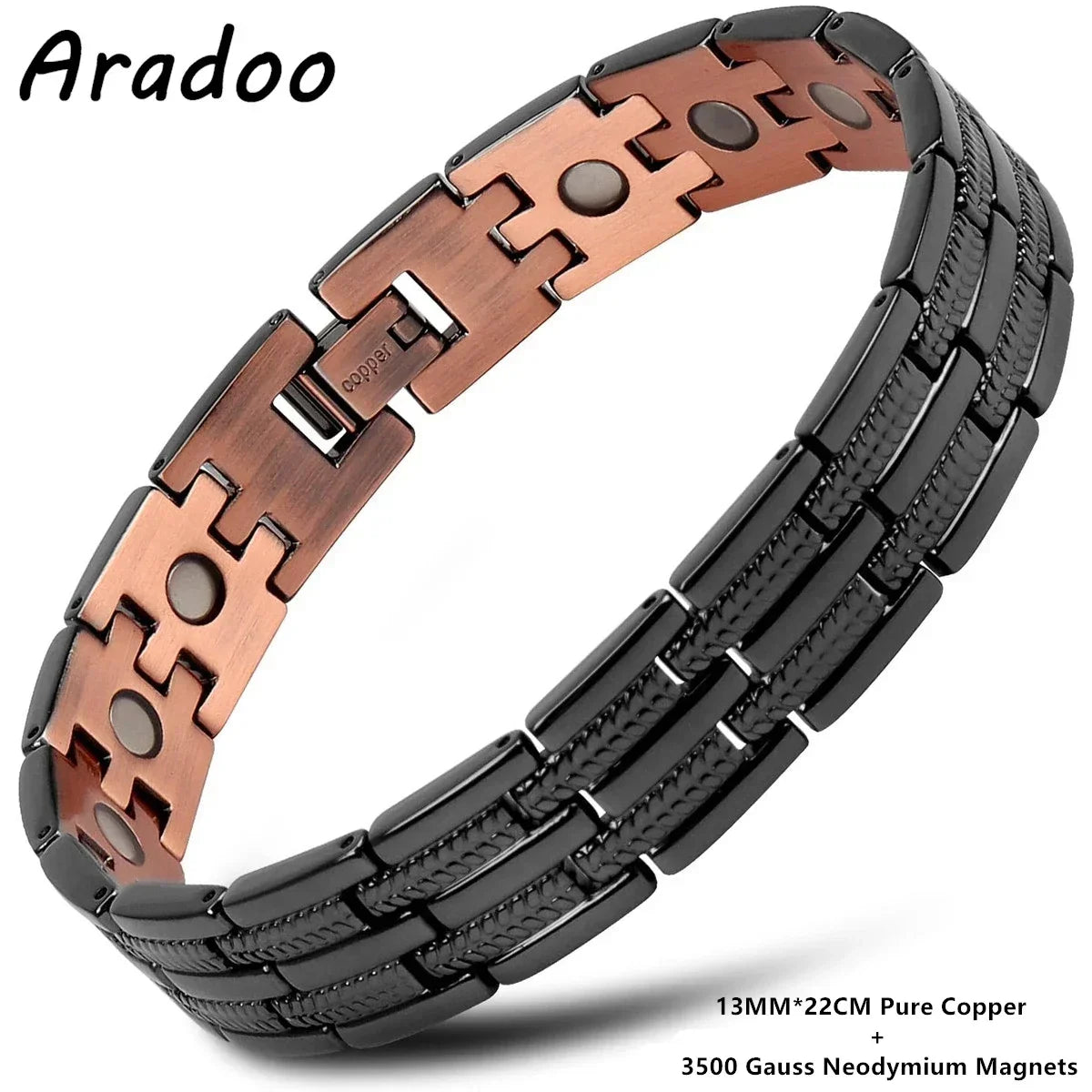 ARADOO 99.9% Pure Copper Bracelet – Double-Row Magnetic Jewelry Gift