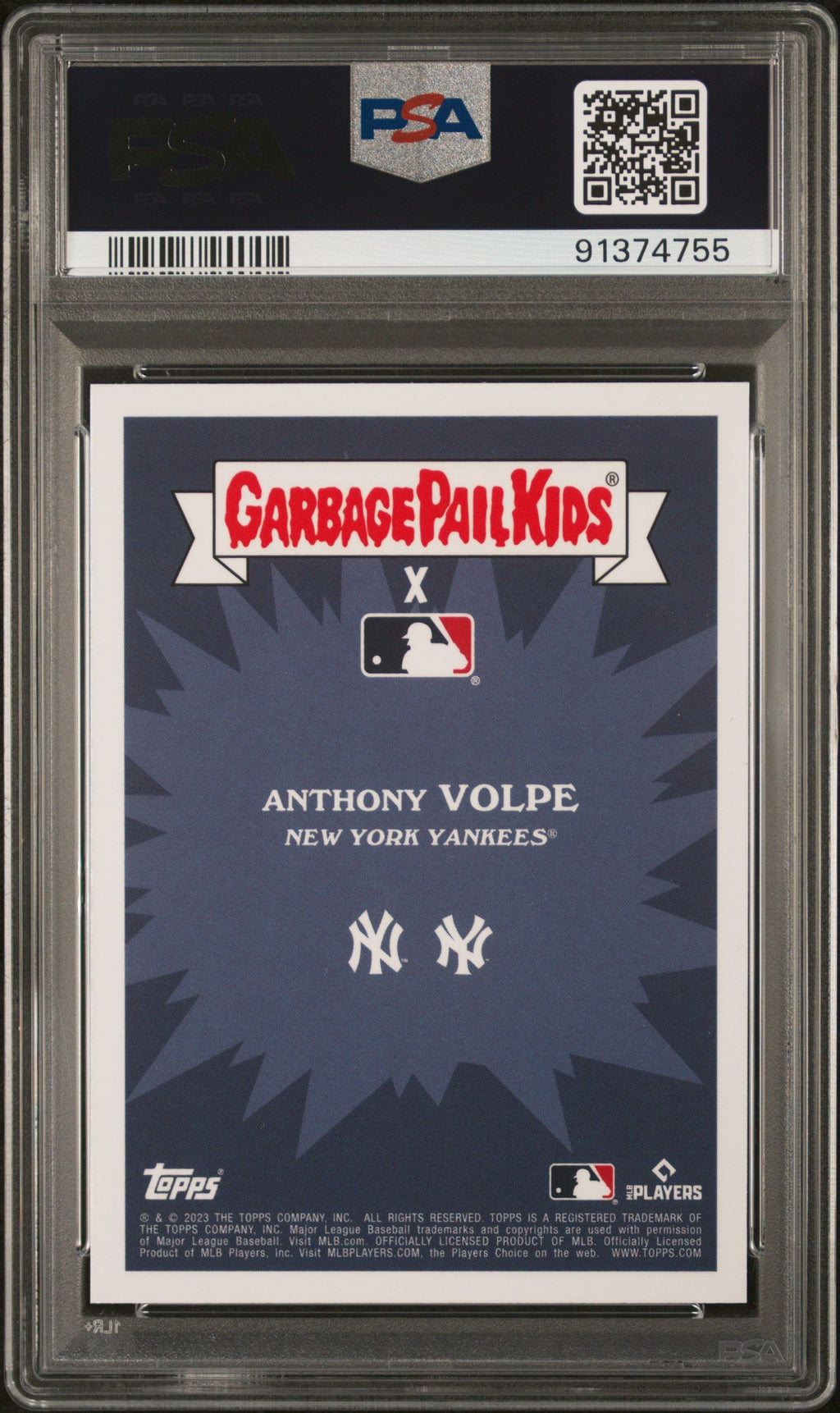 Graded 2023 Topps Garbage Pail Kids Anthony Volpe #23B Big Apple Volpe Rookie RC Baseball Card PSA 10 Gem Mint