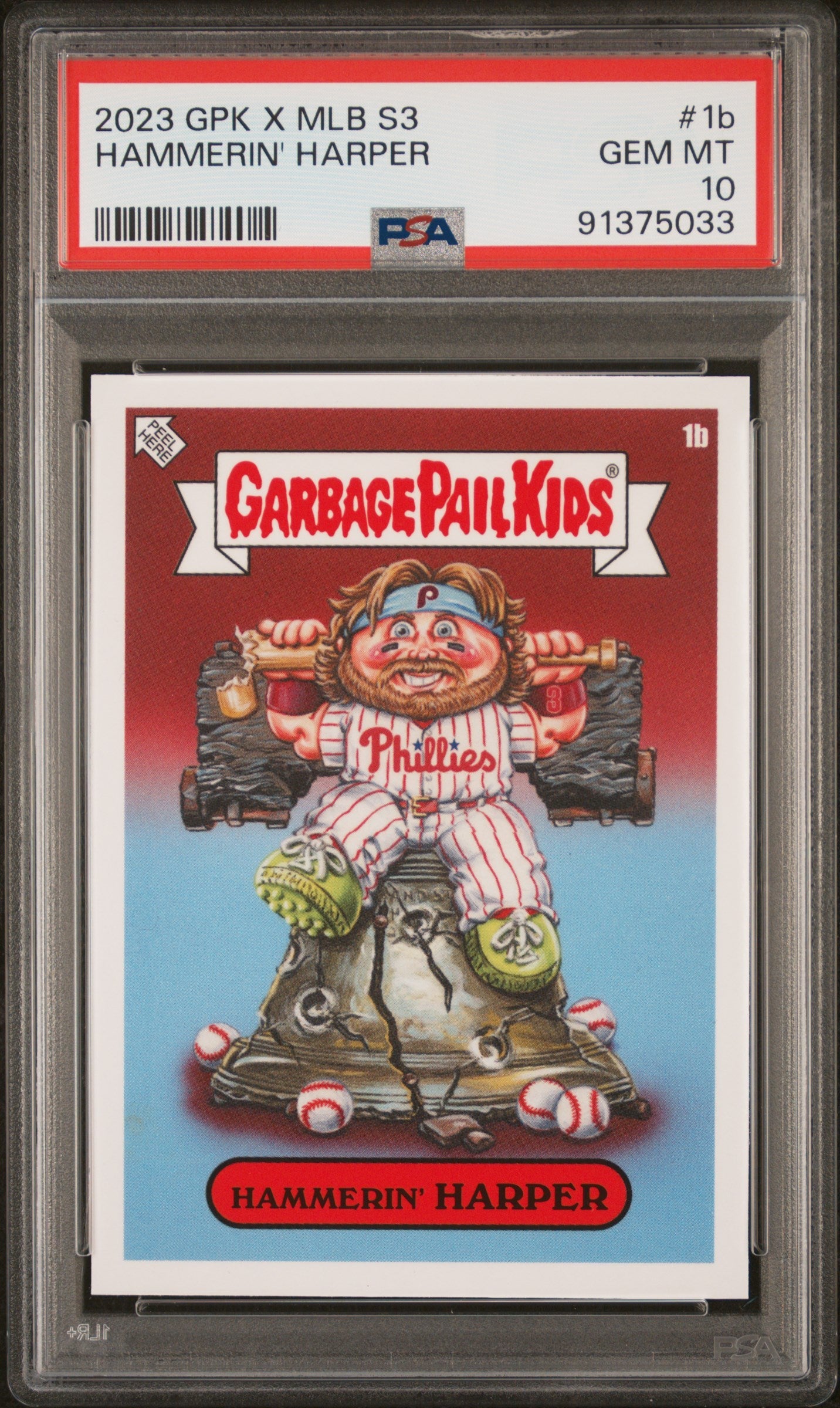 Graded 2023 Topps Garbage Pail Kids Bryce Harper #1B Hammerin Harper Baseball Card PSA 10 Gem Mint
