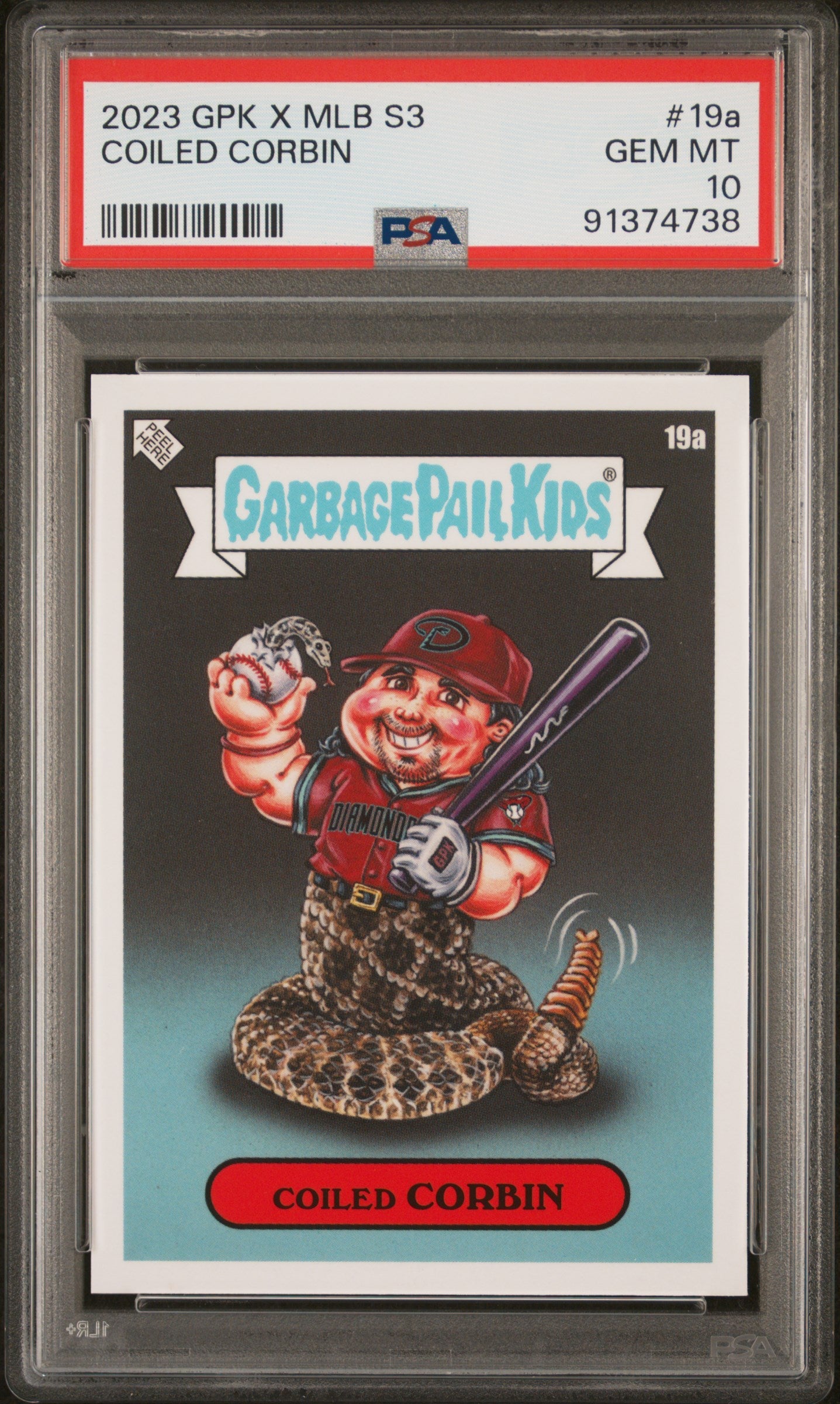 Graded 2023 Topps Garbage Pail Kids Corbin Carroll #19A Coiled Corbin Rookie RC Baseball Card PSA 10 Gem Mint