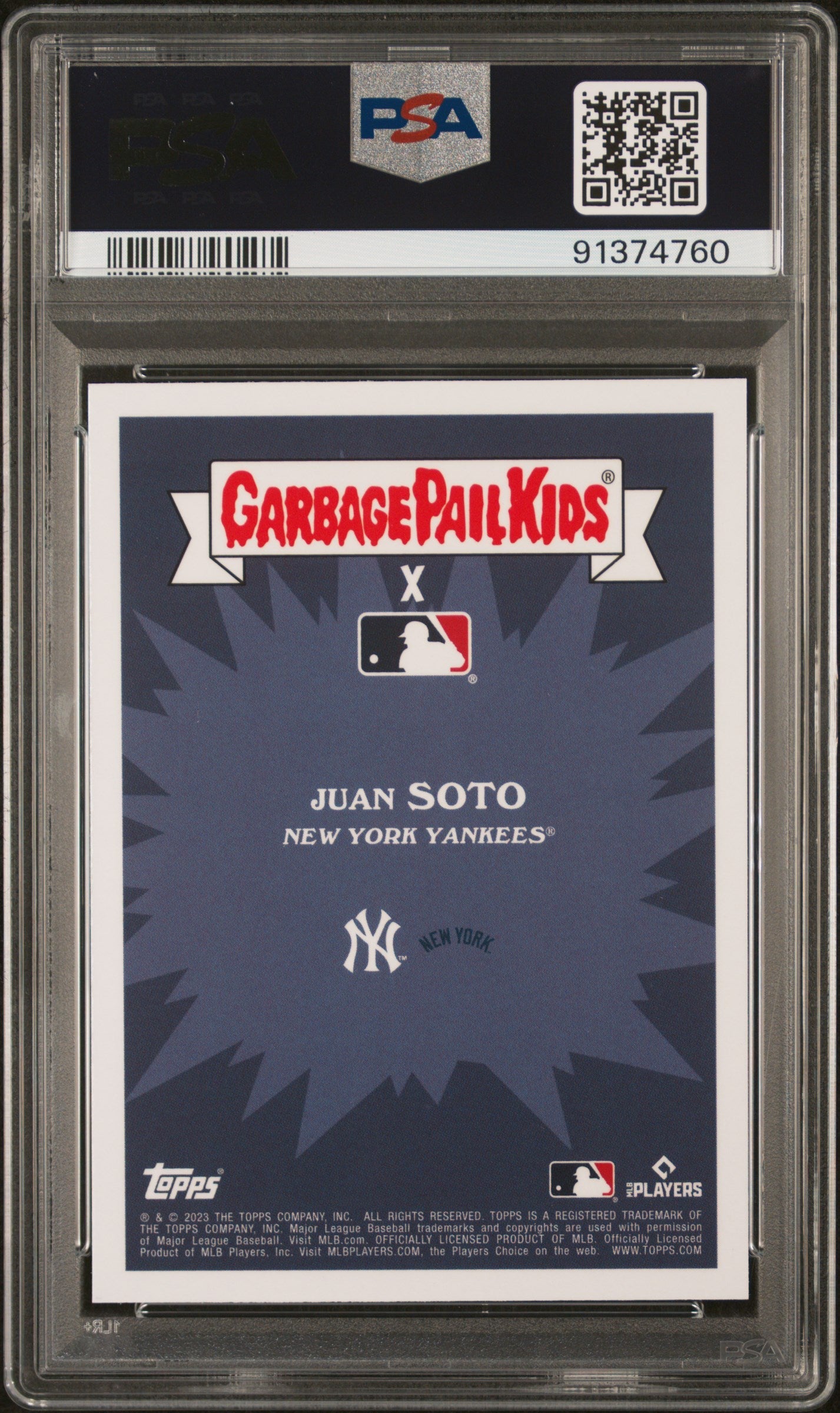 Graded 2023 Topps Garbage Pail Kids Juan Soto #15B Soto Shuffling Baseball Card PSA 10 Gem Mint
