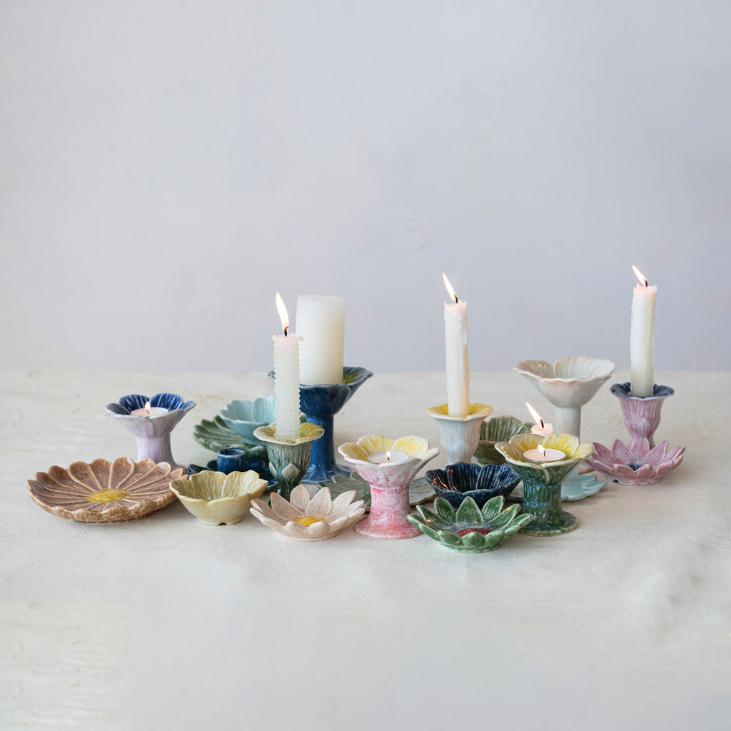 Ceramic Flower Footed Tealight Holder