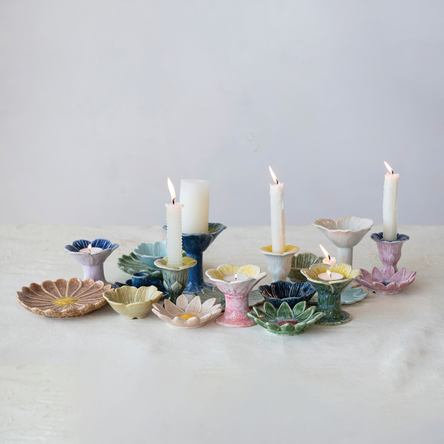 Ceramic Flower Footed Tealight Holder
