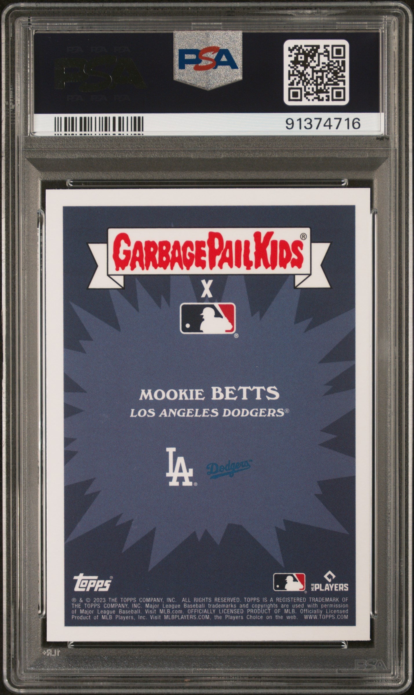 Graded 2023 Topps Garbage Pail Kids Mookie Betts #12B Bowling Betts Baseball Card PSA 10 Gem Mint