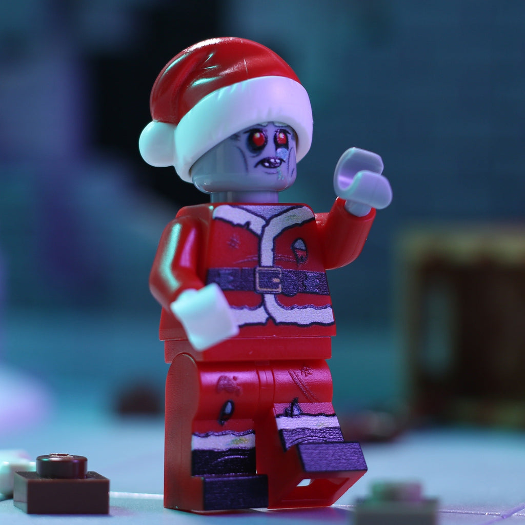Zombie Santa Custom Minifigure – Horror Christmas LEGO Minifig by B3 Customs