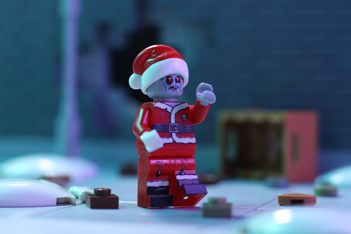 Zombie Santa Custom Minifigure – Horror Christmas LEGO Minifig by B3 Customs