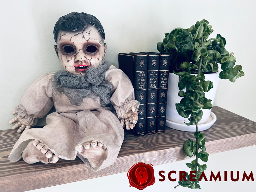 Cracked Face Creepy Doll with Sound