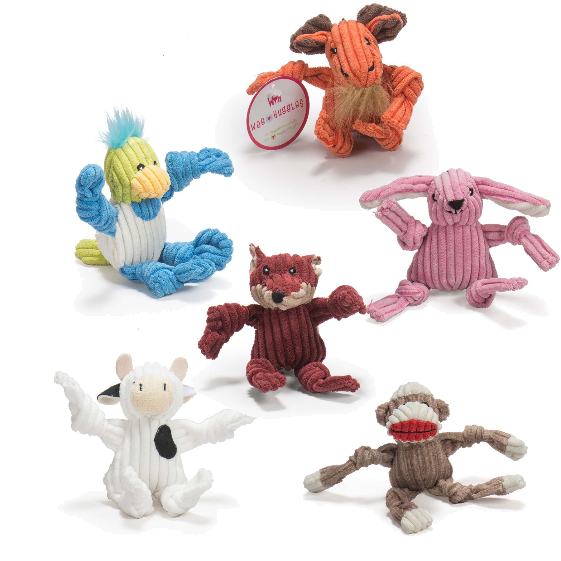 Wee Huggles® Assorted Plush Dog Toys, 6 Pack